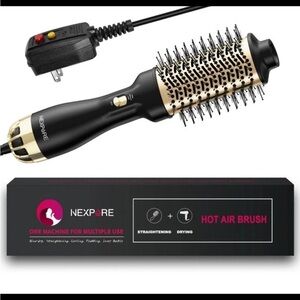 NEXPURE Ionic Hot Air Brush Hair Blow Dryer Titanium Barrel Straight